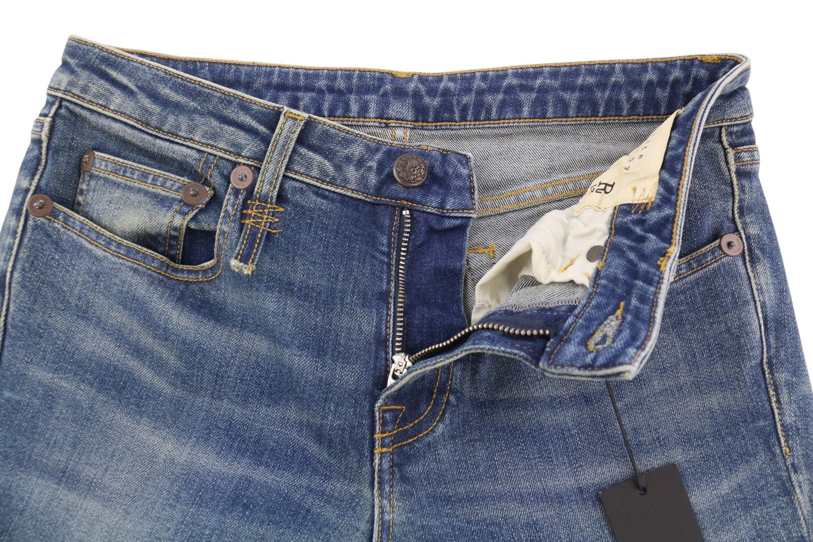 R13 Kate Skinny Women Jeans 27 Let Down Hem Cuff Kinsley Stretch Tex Distress