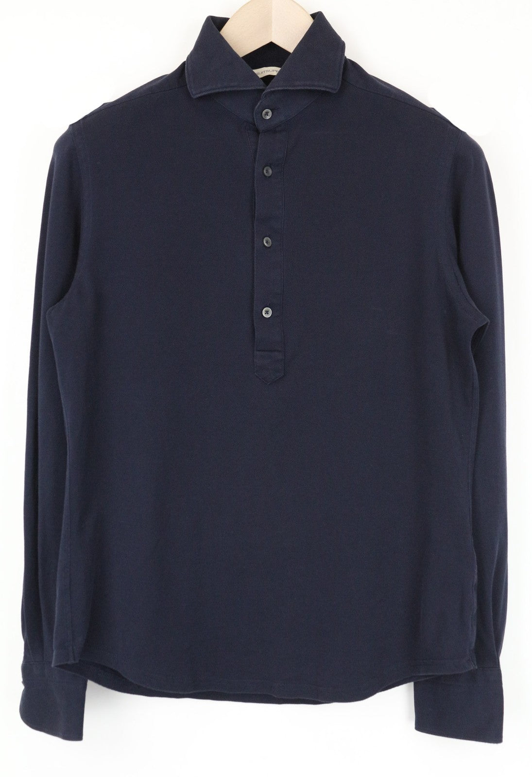 SUITSUPPLY Men's T-Shirt 37/38/14 1/2/15 Navy Blue Spread Slim Pure Cotton Polo