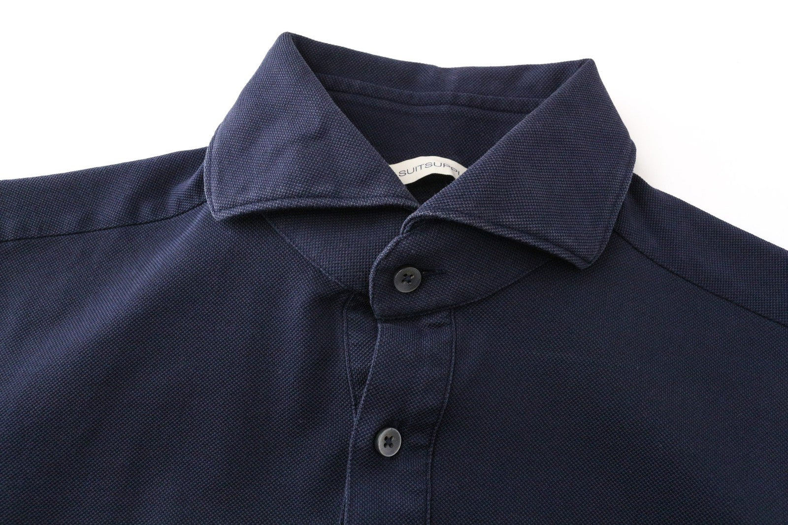 SUITSUPPLY Men's T-Shirt 37/38/14 1/2/15 Navy Blue Spread Slim Pure Cotton Polo