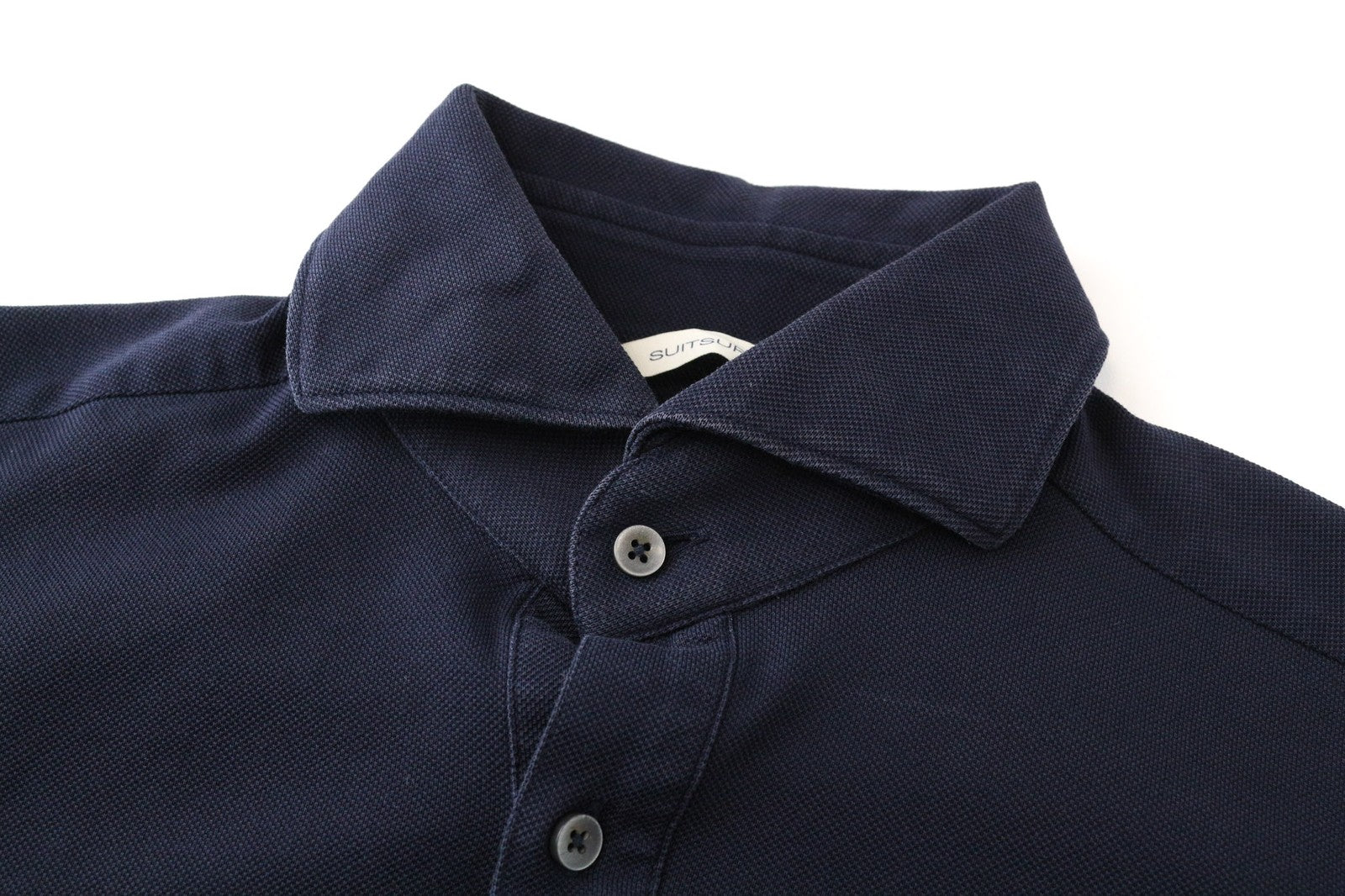 SUITSUPPLY Men's T-Shirt 37/38/14 1/2/15 Navy Blue Spread Slim Pure Cotton Polo