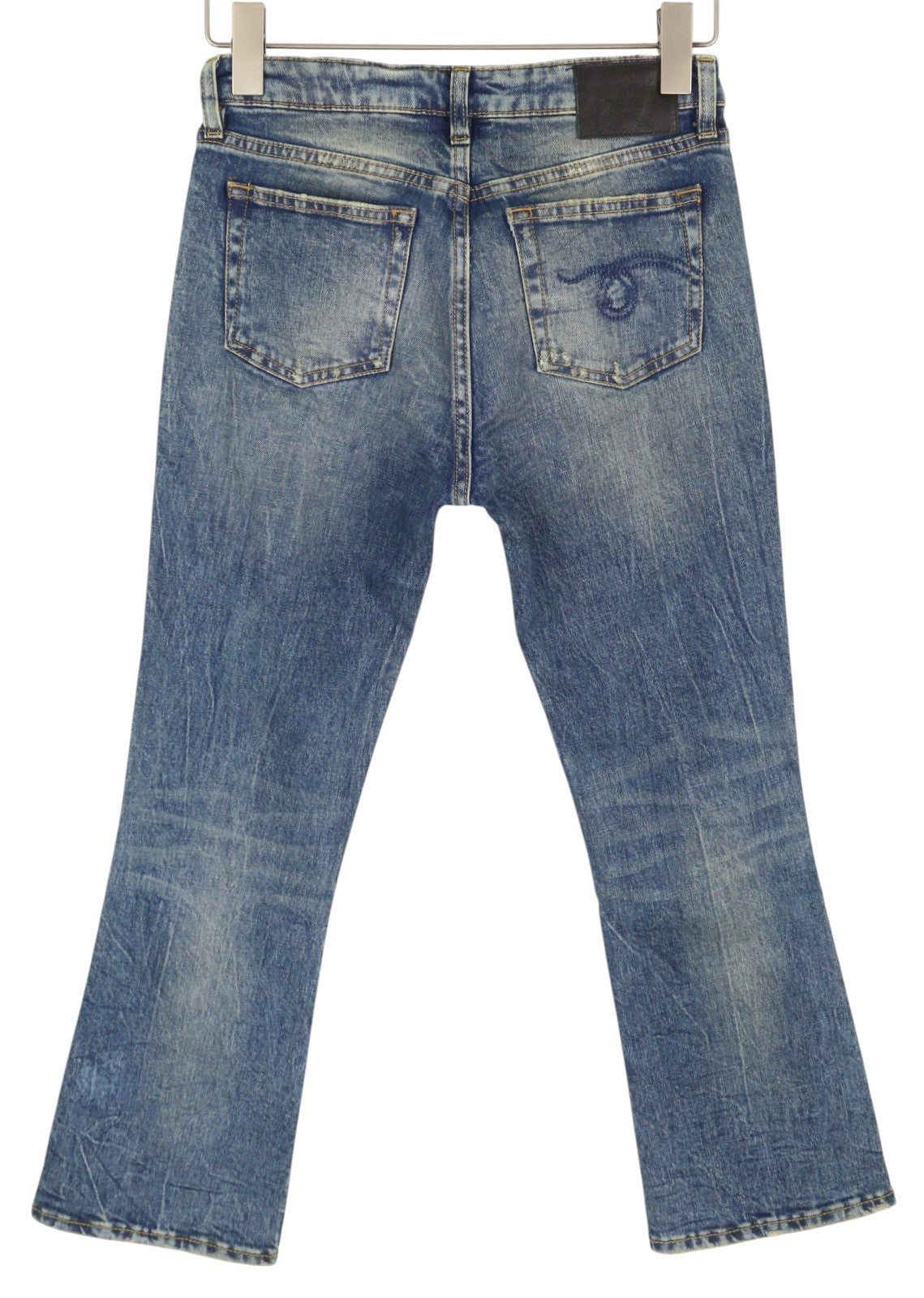 R13 Kick Fit Women Jeans 25 Kelly Stretch Flared Cropped Faded Denim RRP€699