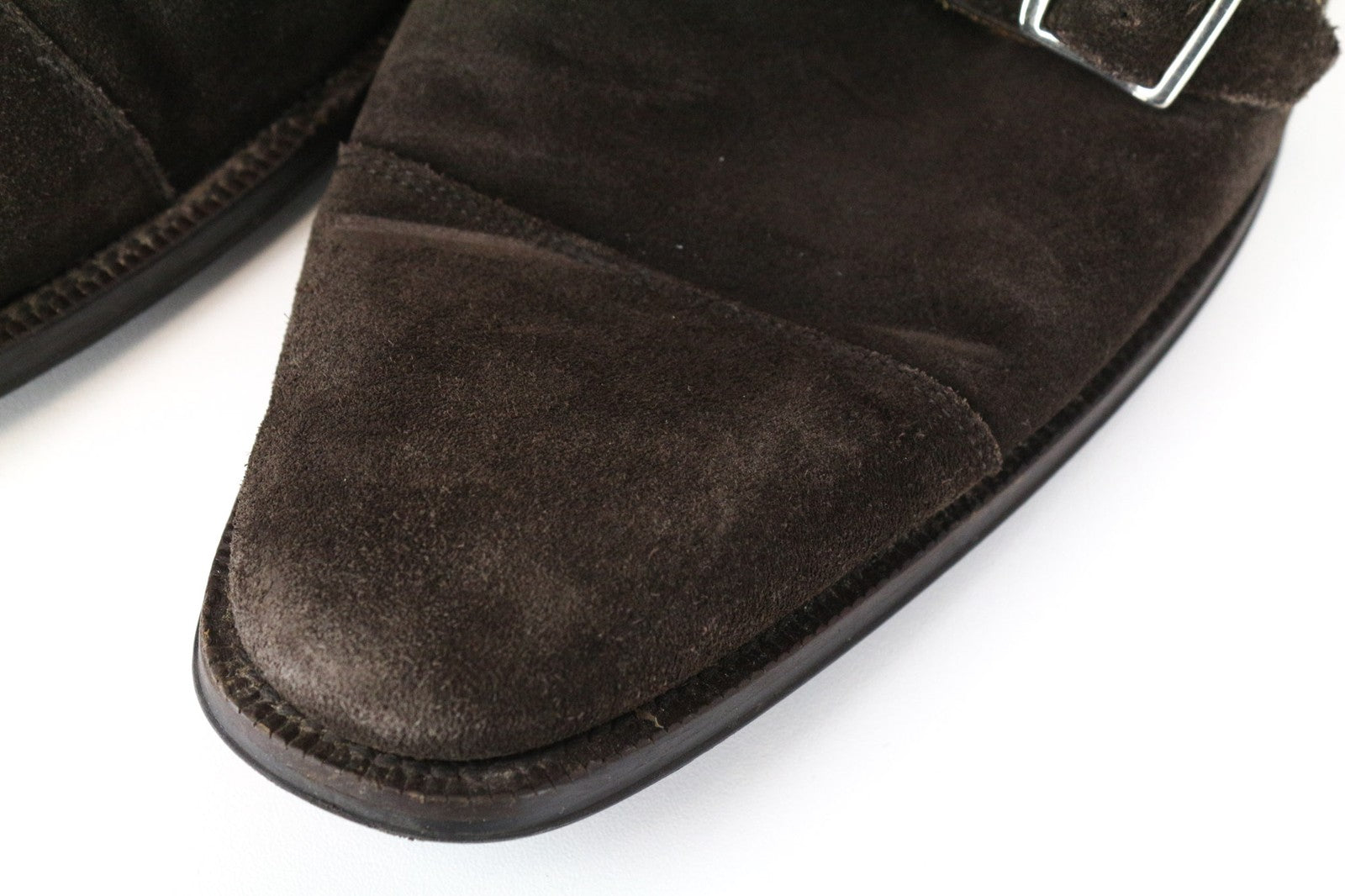 SUITSUPPLY Men's Shoes EU43 Dark Brown Calf Suede Double Monk Formal Style