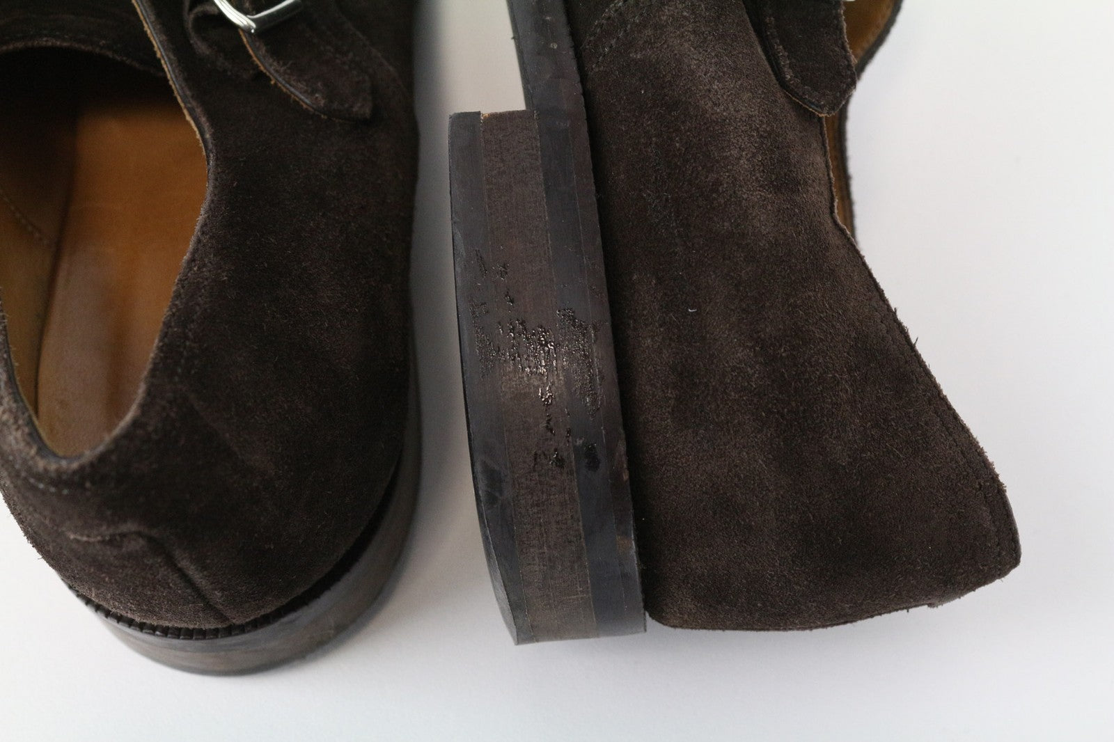 SUITSUPPLY Men's Shoes EU43 Dark Brown Calf Suede Double Monk Formal Style