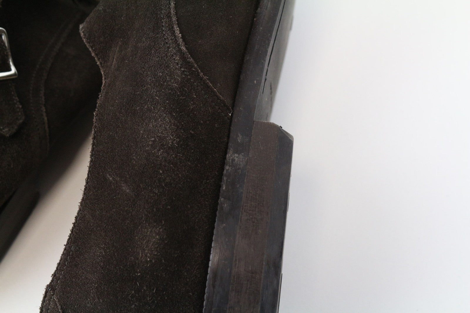 SUITSUPPLY Men's Shoes EU43 Dark Brown Calf Suede Double Monk Formal Style