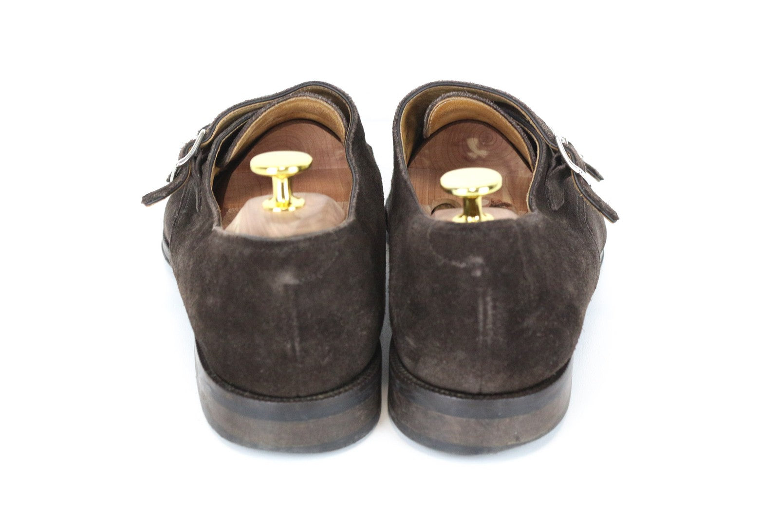 SUITSUPPLY Men's Shoes EU43 Dark Brown Calf Suede Double Monk Formal Style