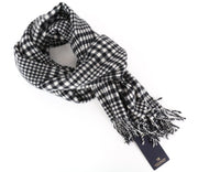 SCOTCH & SODA Men's Scarf OS Grey Melange Tartan Check Tight-Knit Wool