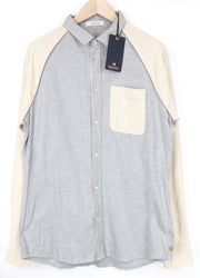 SCOTCH & SODA Men's Shirt ~M Beige Colourblock Flannel Melange Button Shirt