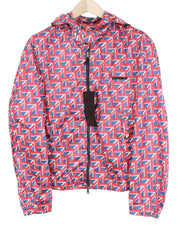 RICHMOND Men's Jacket IT48 Red Hooded Windbreaker Lightweight Zip Graphic