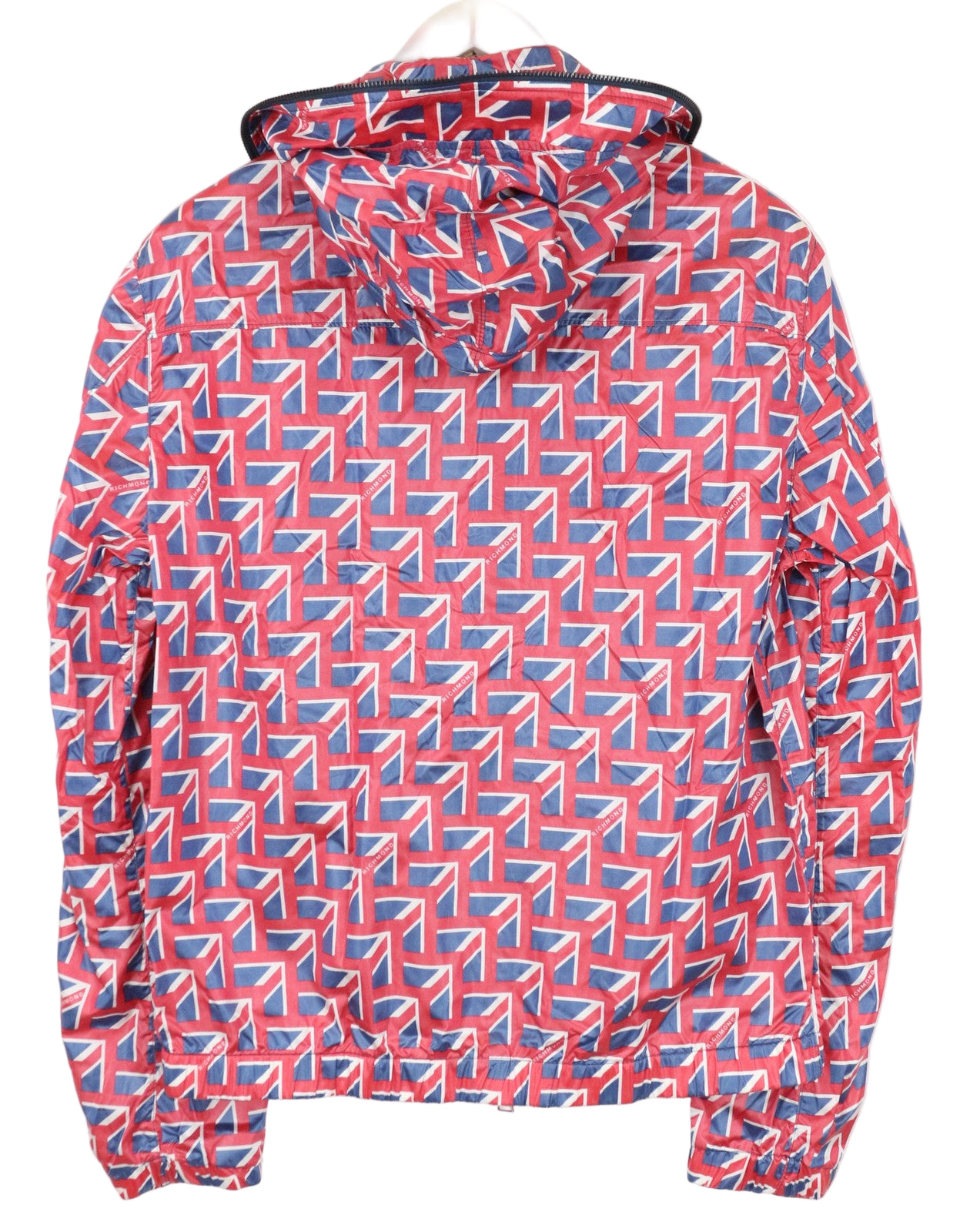 RICHMOND Men's Jacket IT48 Red Hooded Windbreaker Lightweight Zip Graphic