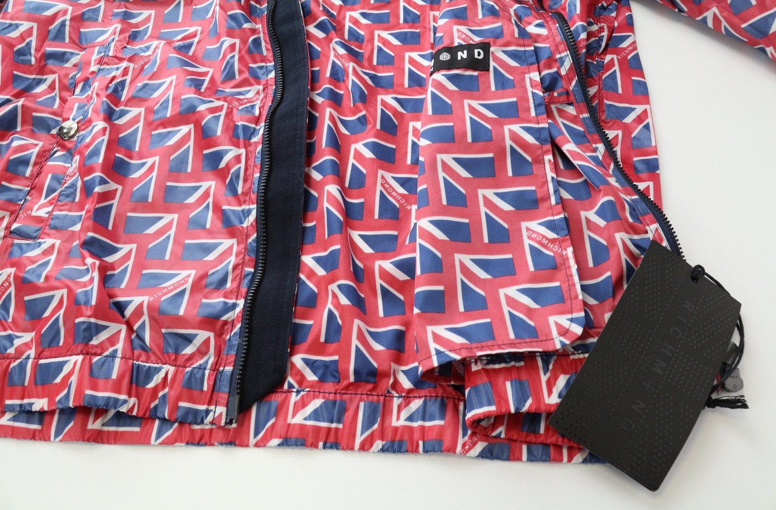 RICHMOND Men's Jacket IT48 Red Hooded Windbreaker Lightweight Zip Graphic