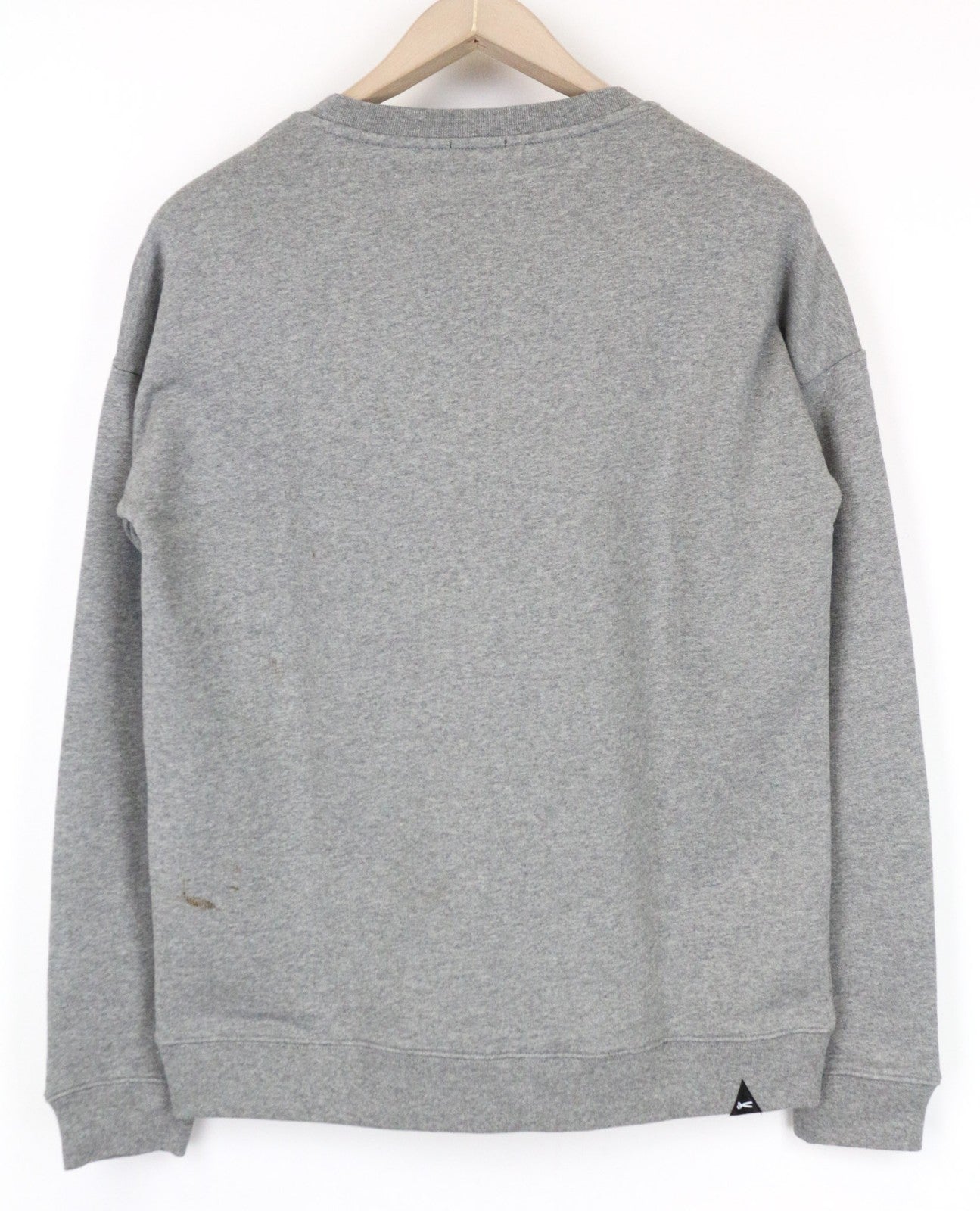 DENHAM Women's Sweatshirt S Grey Cotton Jersey Crew Neck Melange Fleece