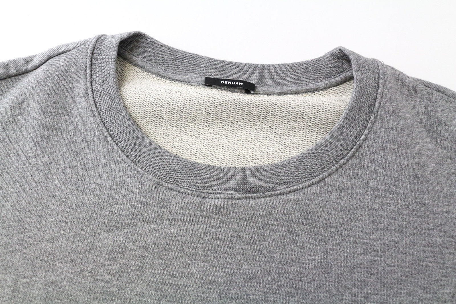 DENHAM Women's Sweatshirt S Grey Cotton Jersey Crew Neck Melange Fleece