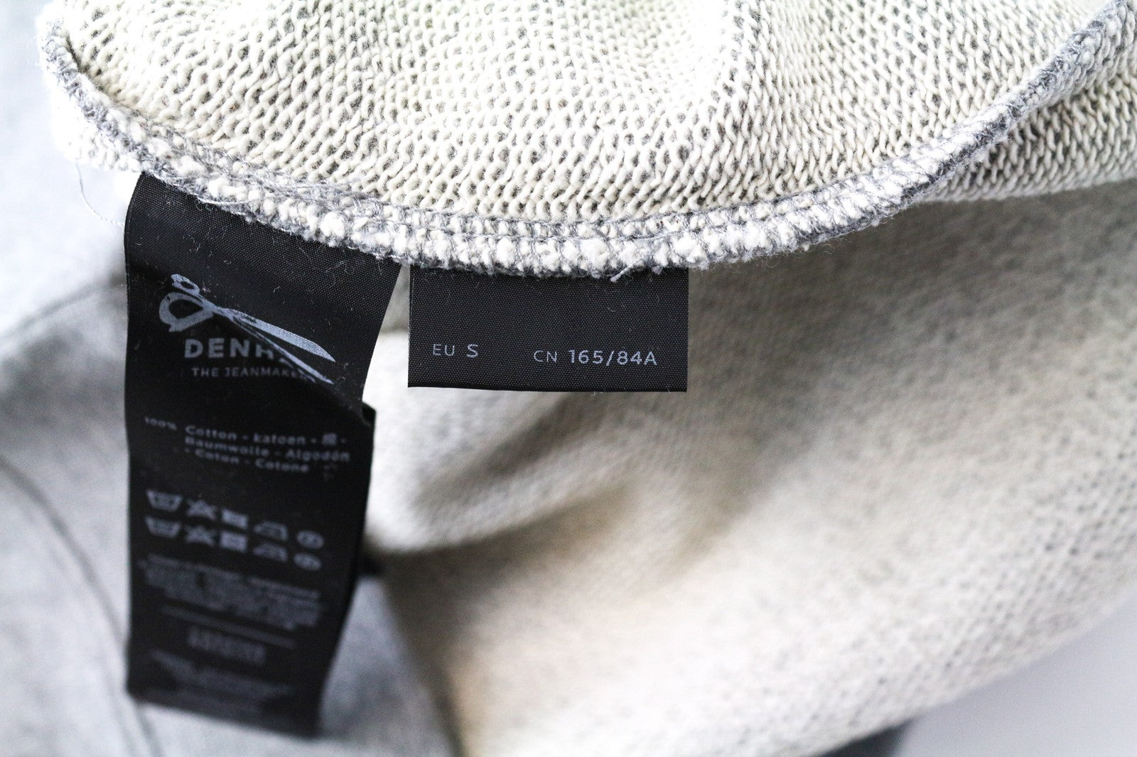 DENHAM Women's Sweatshirt S Grey Cotton Jersey Crew Neck Melange Fleece