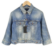 R13 Cropped Raglan Trucker Women Jacket M Jasper Oversized Faded Blue Denim