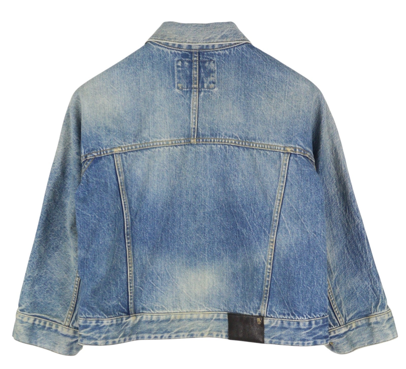 R13 Cropped Raglan Trucker Women Jacket M Jasper Oversized Faded Blue Denim