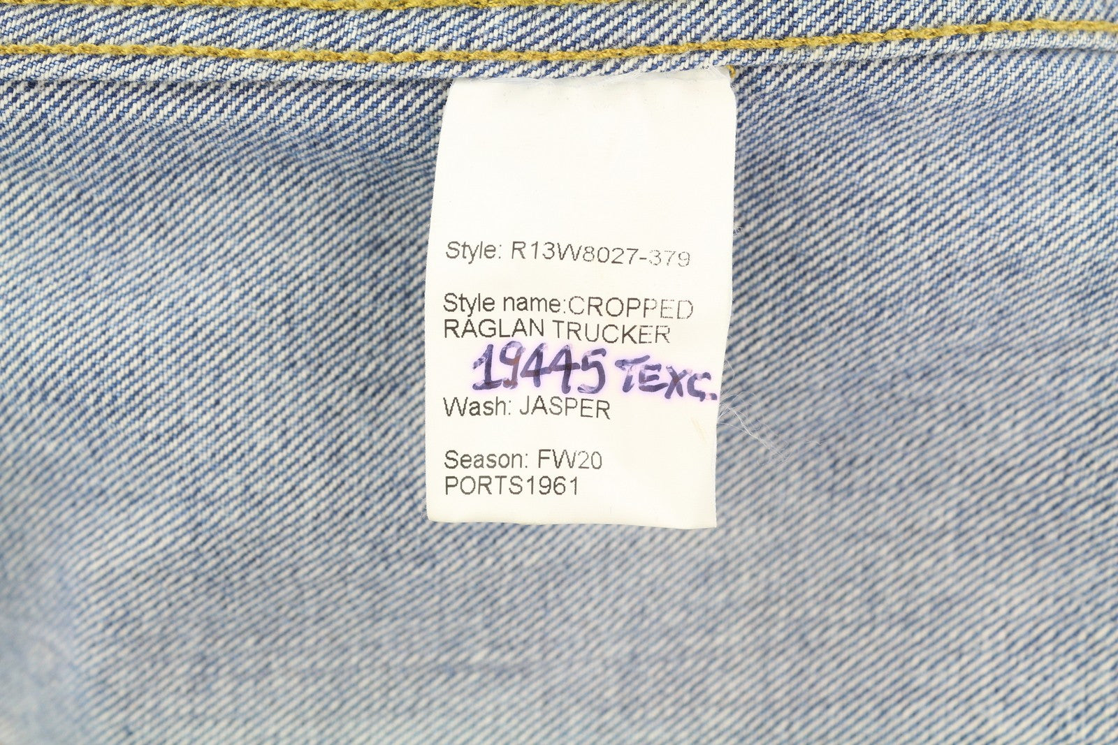 R13 Cropped Raglan Trucker Women Jacket M Jasper Oversized Faded Blue Denim