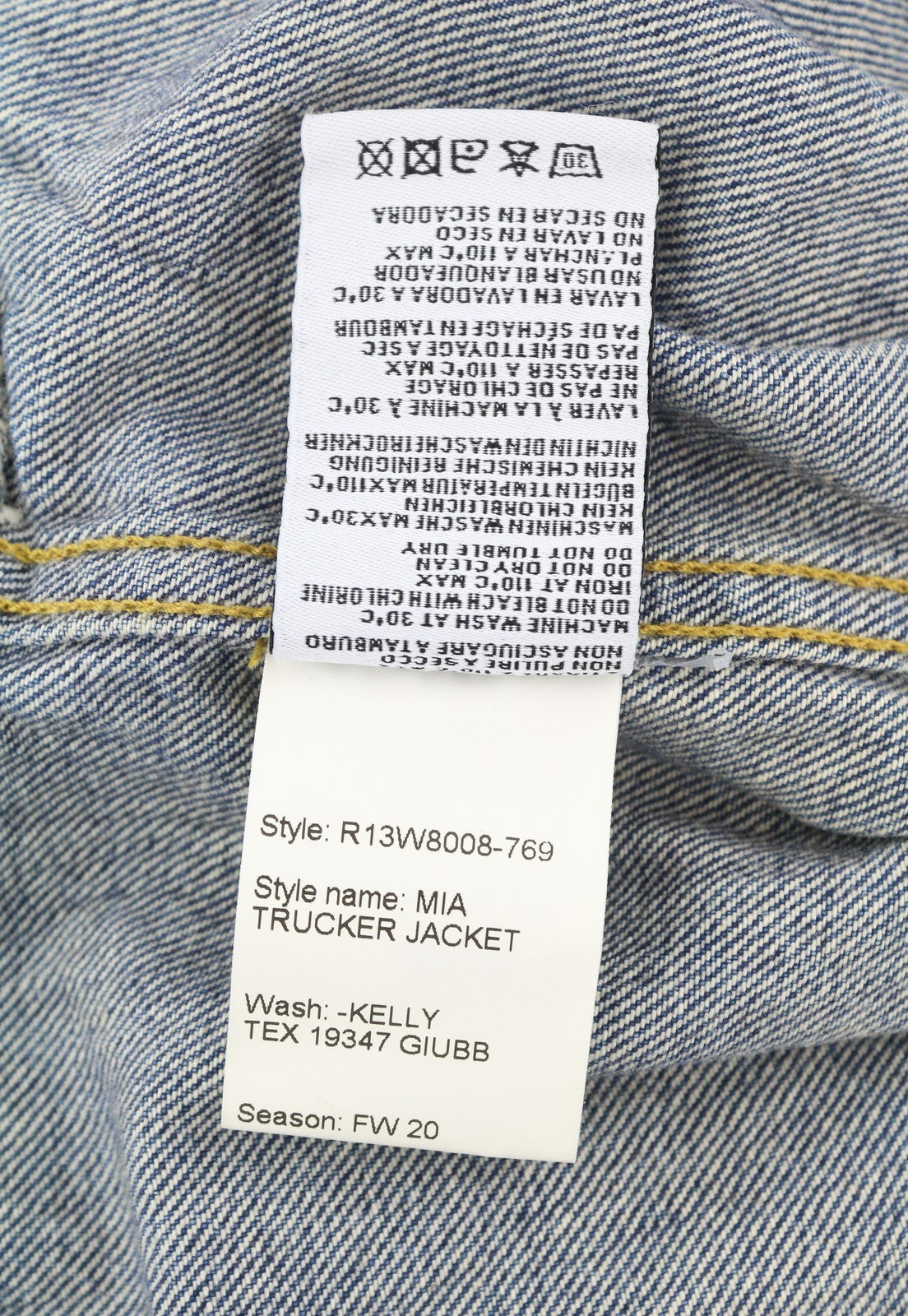 R13 Mia Trucker Women Jacket M Kelly Tex Oversized Denim Blue Faded RRP$1299