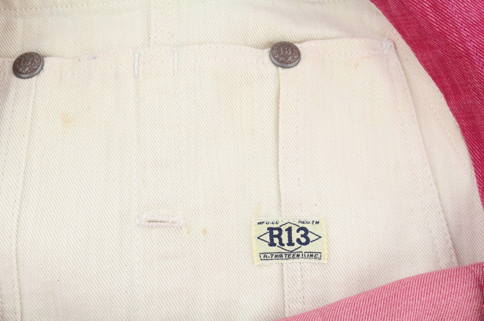 R13 Double Bib Damon Women Overall M Vintage Pink Faded Oversized Denim RRP€1299