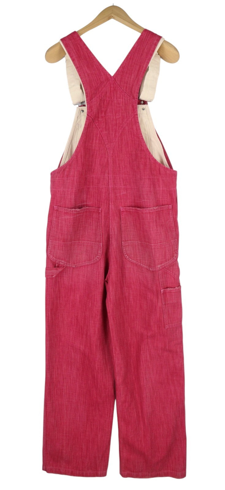 R13 Double Bib Damon Women Overall M Vintage Pink Faded Oversized Denim RRP€1299