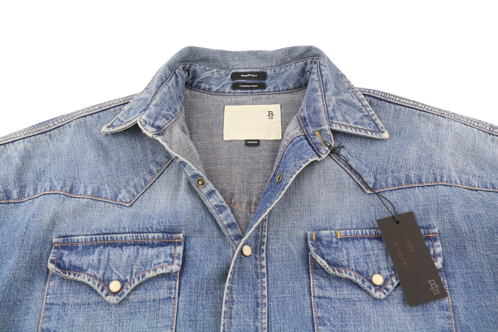 R13 Cowboy Drop Women Jumpsuit M Dekalb Blue Washed Distress Oversized RRP€1699