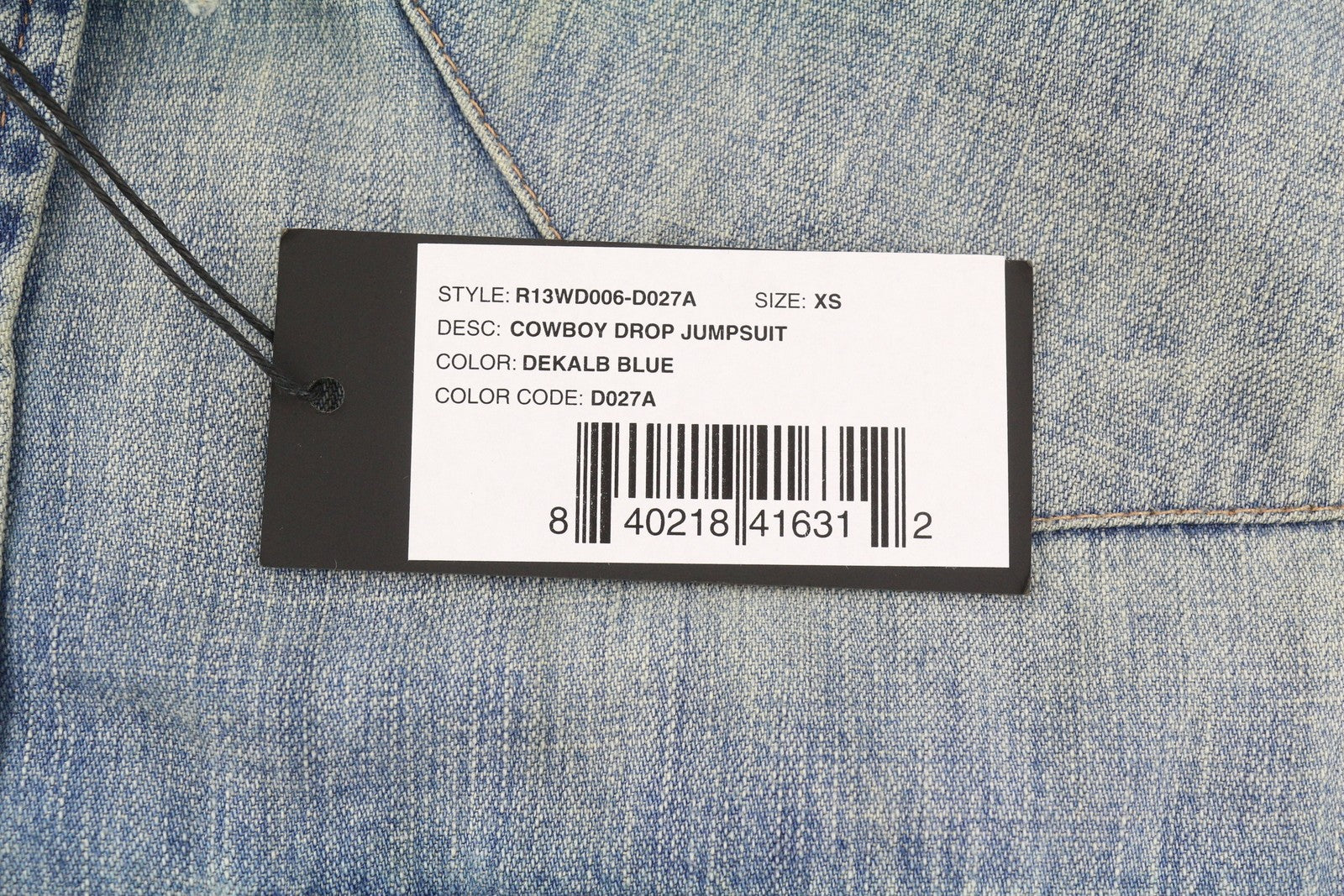 R13 Cowboy Drop Women Jumpsuit XS Dekalb Blue Faded Distress Oversized RRP€1699