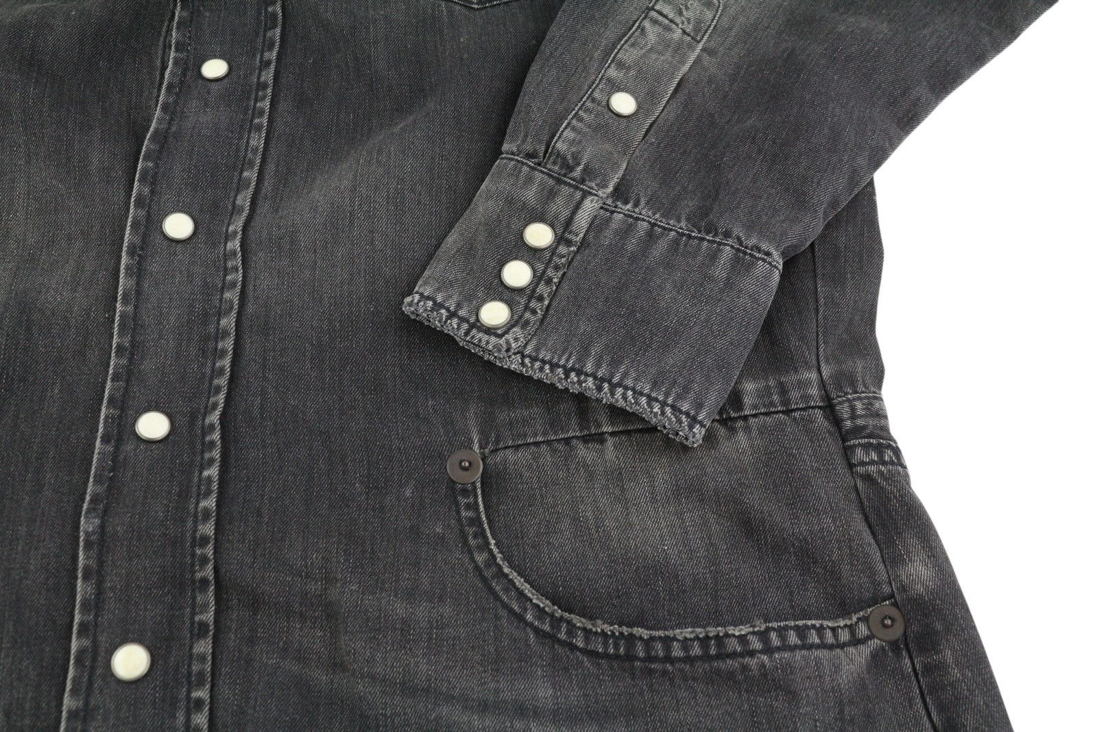 R13 Cowboy Drop Women Jumpsuit M Elmore Black Faded Distress Oversized RRP€1699