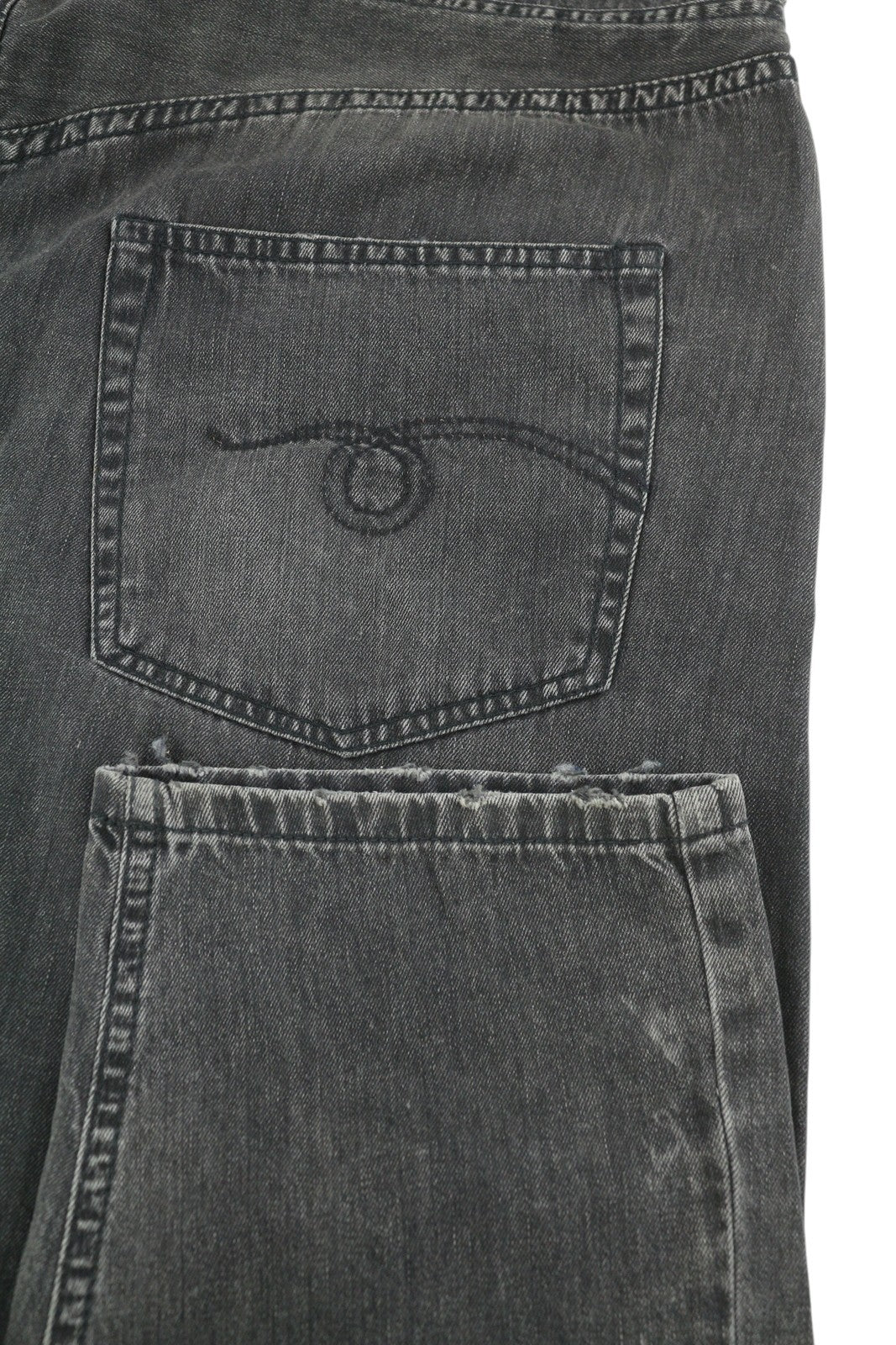 R13 Cowboy Drop Women Jumpsuit M Elmore Black Faded Distress Oversized RRP€1699