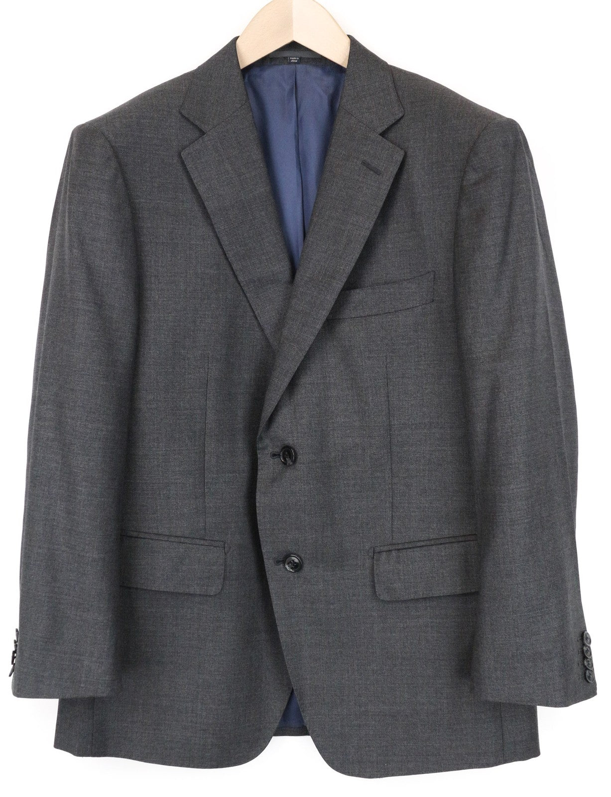 SUITSUPPLY Men's UK40S Mid Grey Melange Sharkskin Wool Blazer Slim Formal Cut