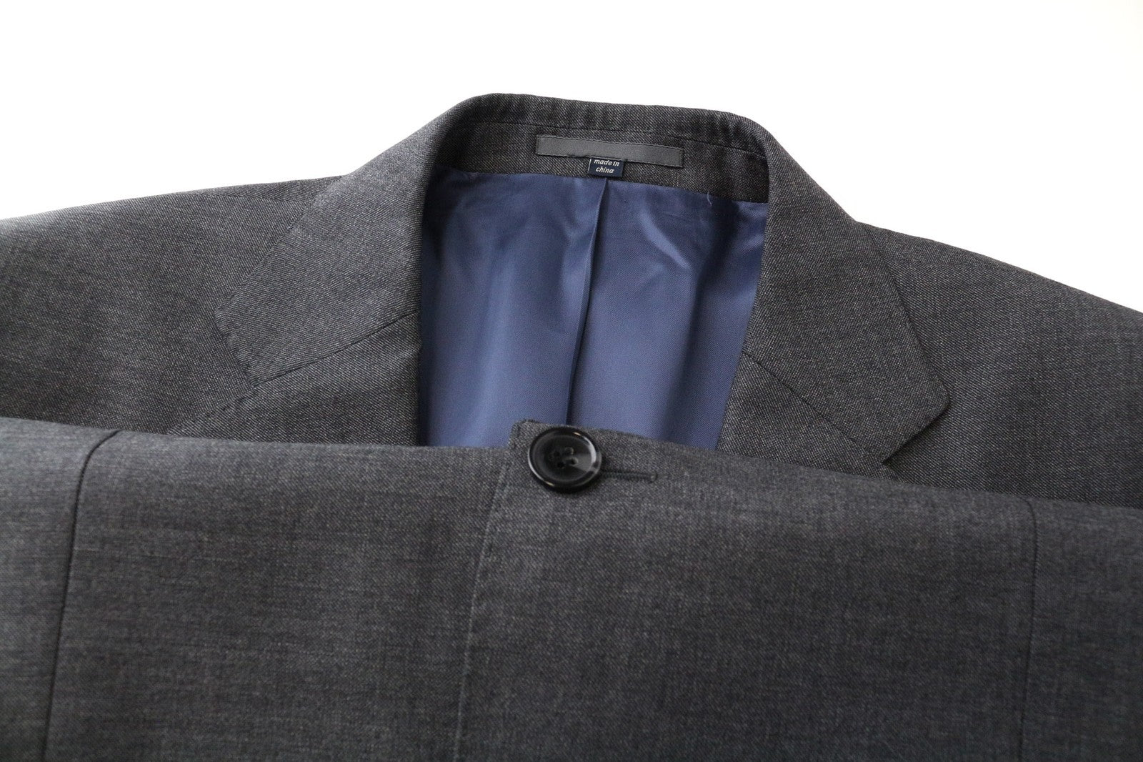 SUITSUPPLY Men's UK40S Mid Grey Melange Sharkskin Wool Blazer Slim Formal Cut