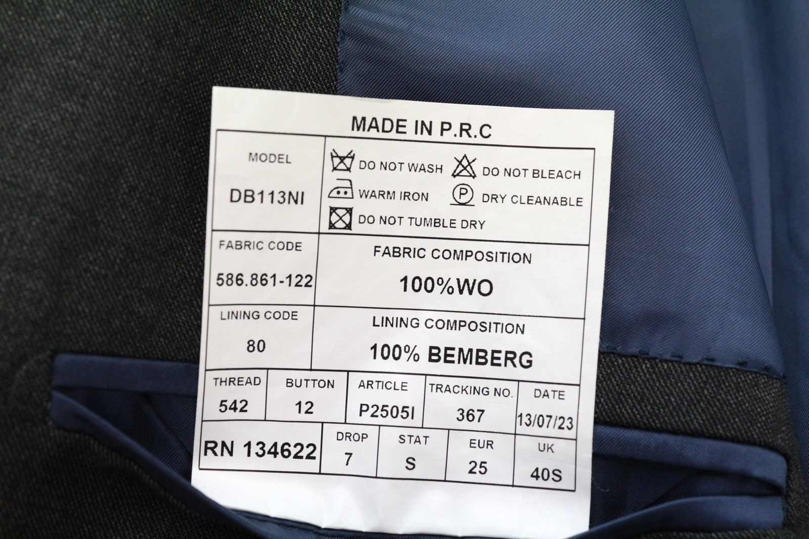 SUITSUPPLY Men's UK40S Mid Grey Melange Sharkskin Wool Blazer Slim Formal Cut