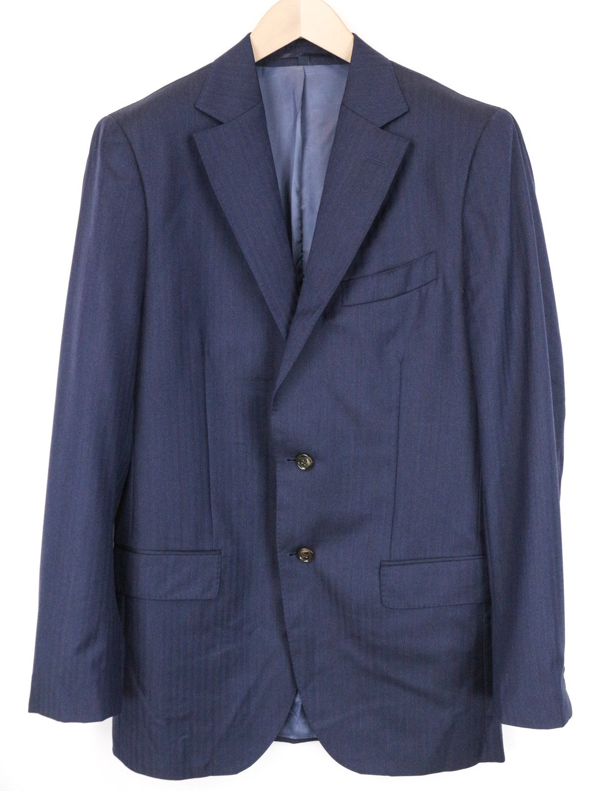 SUITSUPPLY Livorno Men's UK42L Blue Slim Herringbone Wool Blazer Classic Lined