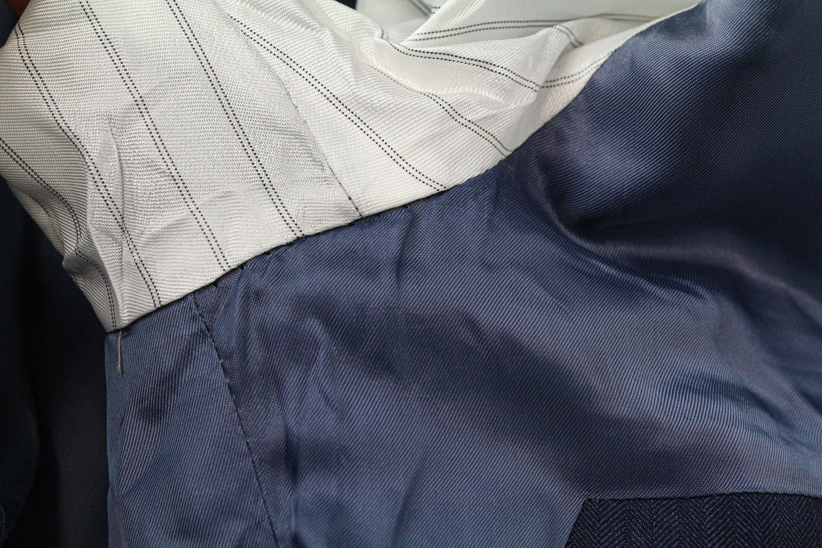 SUITSUPPLY Livorno Men's UK42L Blue Slim Herringbone Wool Blazer Classic Lined