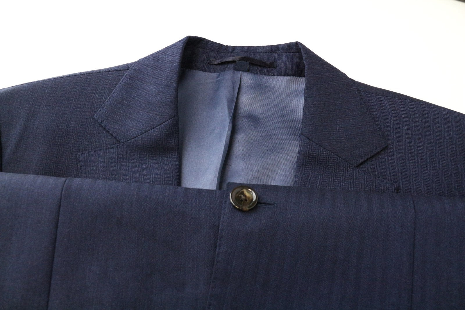 SUITSUPPLY Livorno Men's UK42L Blue Slim Herringbone Wool Blazer Classic Lined