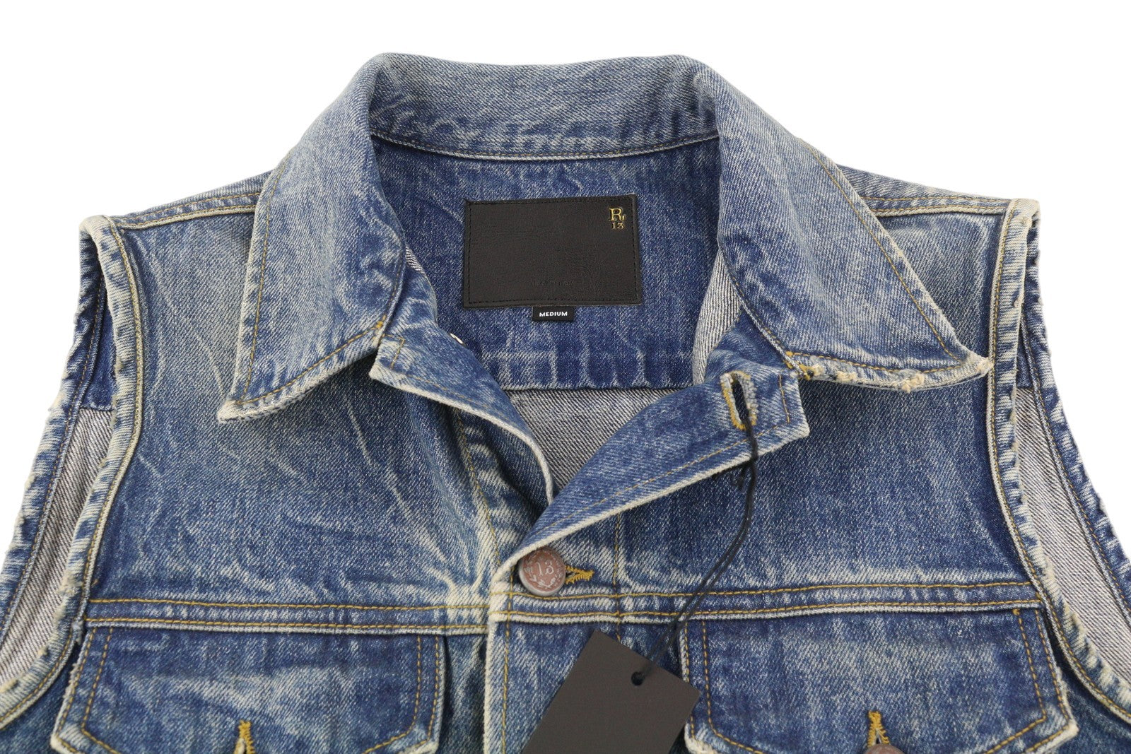 R13 Nico Trucker Coat Women Dress M Blue Denim Faded Buttoned Kelly Tex RRP€899