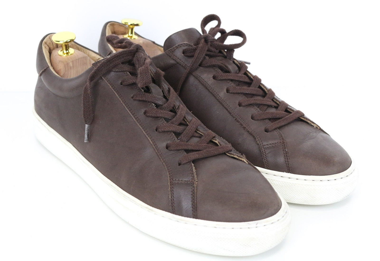 SUITSUPPLY Men's EU43 Brown Leather Low-Top Trainers Laced Casual Sneakers