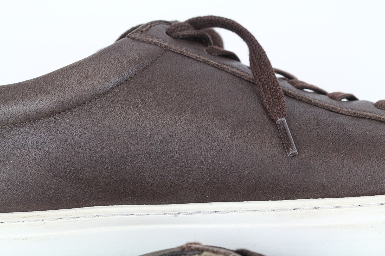 SUITSUPPLY Men's EU43 Brown Leather Low-Top Trainers Laced Casual Sneakers