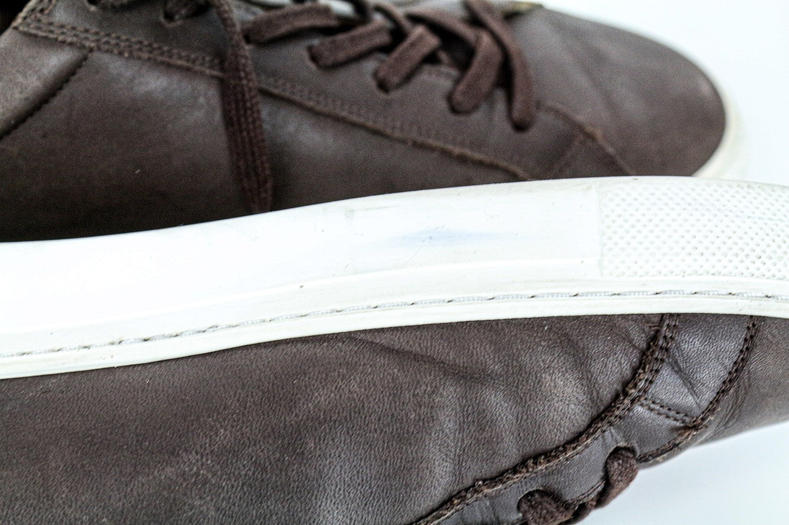 SUITSUPPLY Men's EU43 Brown Leather Low-Top Trainers Laced Casual Sneakers