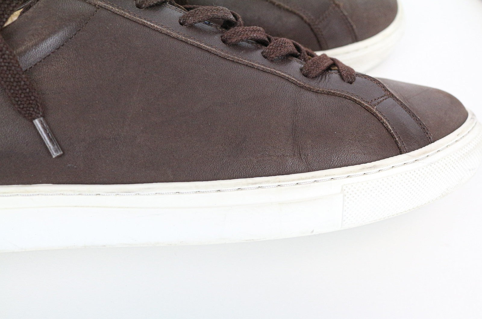 SUITSUPPLY Men's EU43 Brown Leather Low-Top Trainers Laced Casual Sneakers