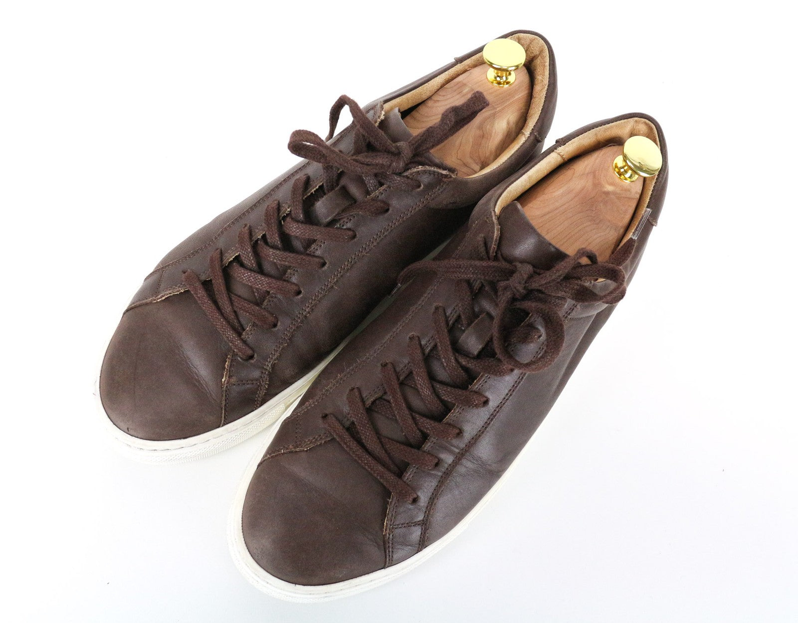 SUITSUPPLY Men's EU43 Brown Leather Low-Top Trainers Laced Casual Sneakers
