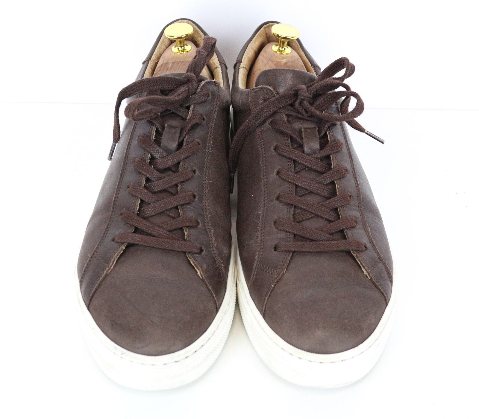 SUITSUPPLY Men's EU43 Brown Leather Low-Top Trainers Laced Casual Sneakers