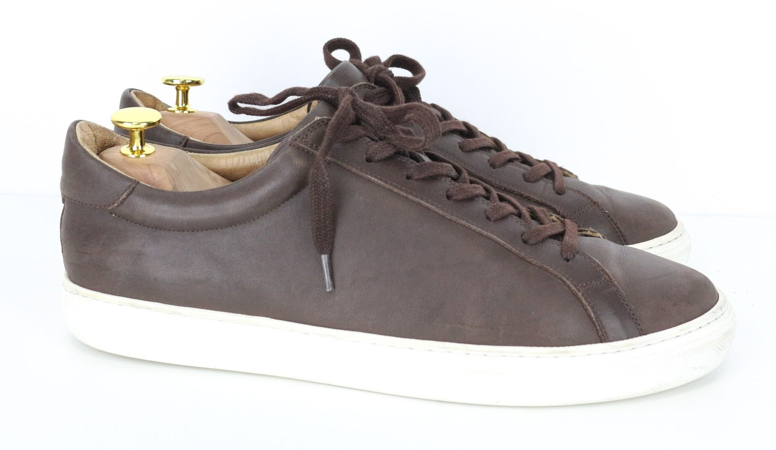 SUITSUPPLY Men's EU43 Brown Leather Low-Top Trainers Laced Casual Sneakers
