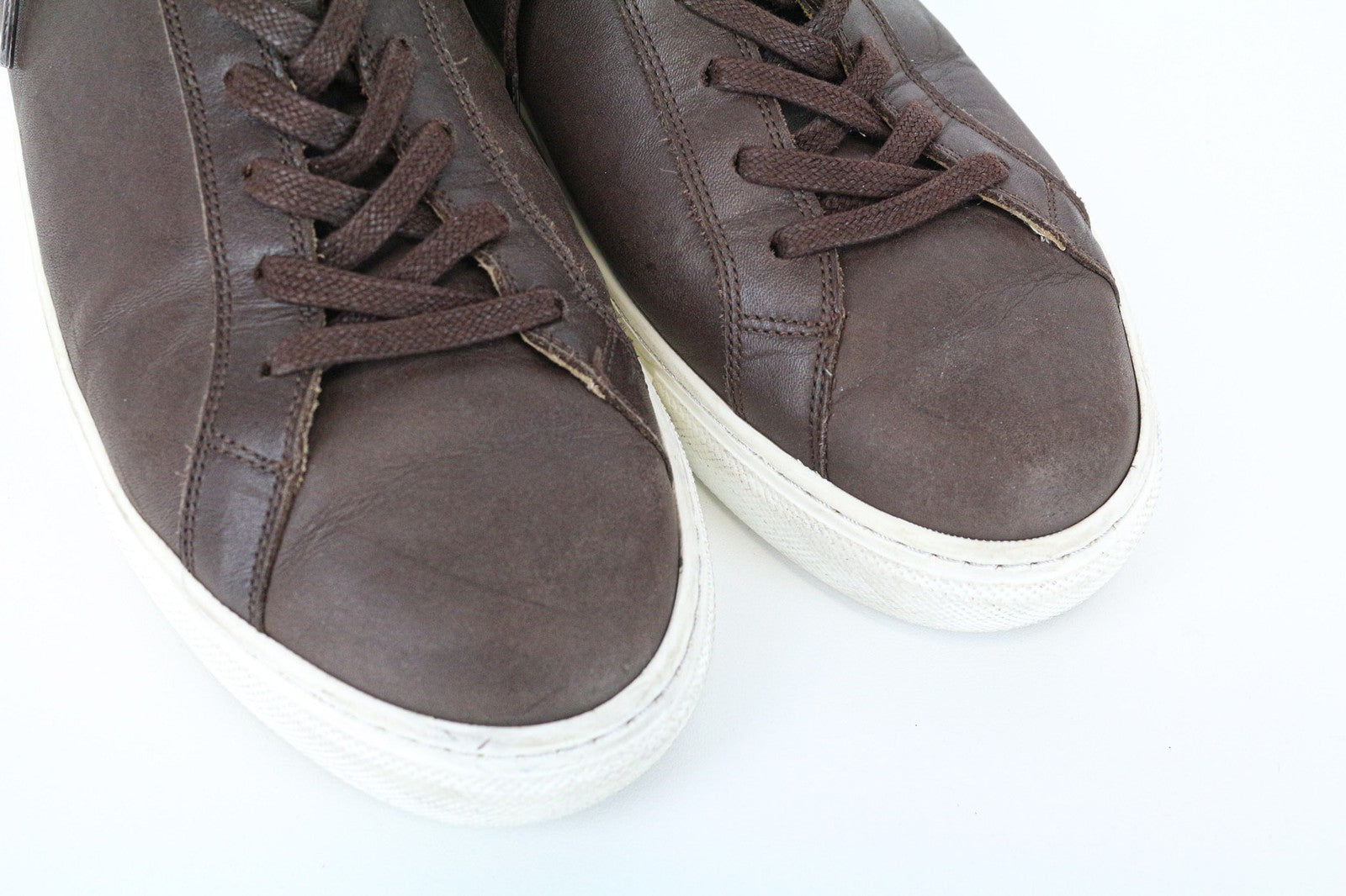 SUITSUPPLY Men's EU43 Brown Leather Low-Top Trainers Laced Casual Sneakers