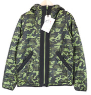 DENHAM Men's M Green Hooded Jacket Lined Military Camouflage Long Sleeve