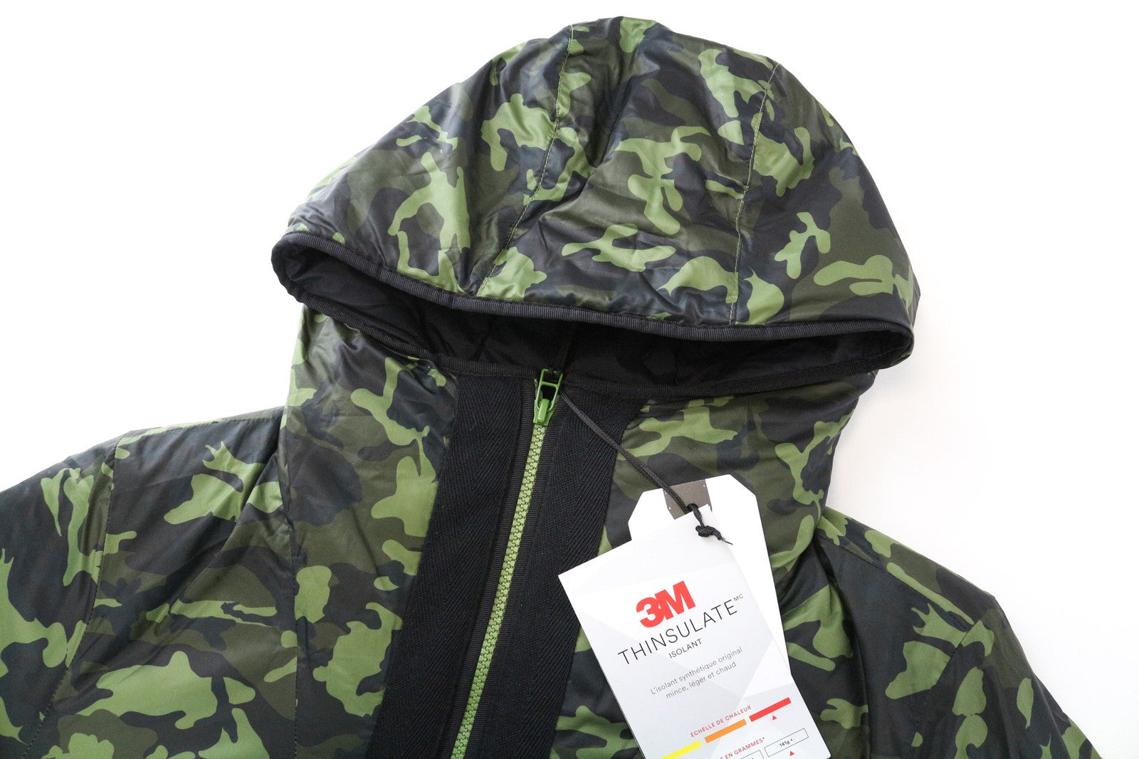 DENHAM Men's M Green Hooded Jacket Lined Military Camouflage Long Sleeve