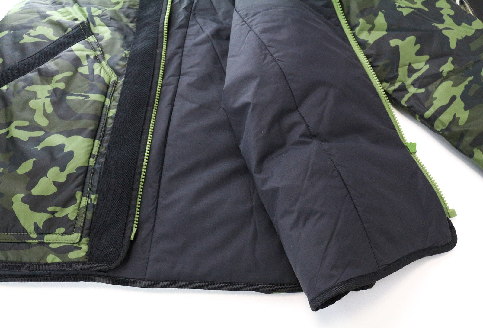 DENHAM Men's M Green Hooded Jacket Lined Military Camouflage Long Sleeve