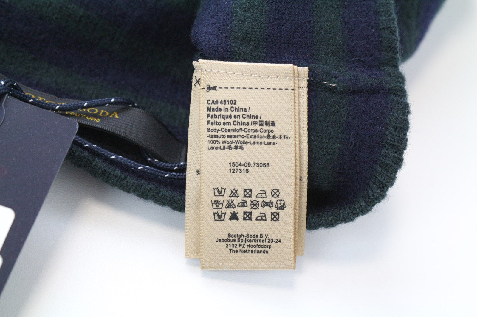 SCOTCH & SODA Ams Couture Men's OS Blue Green Stripe Wool Beanie Winter Hat