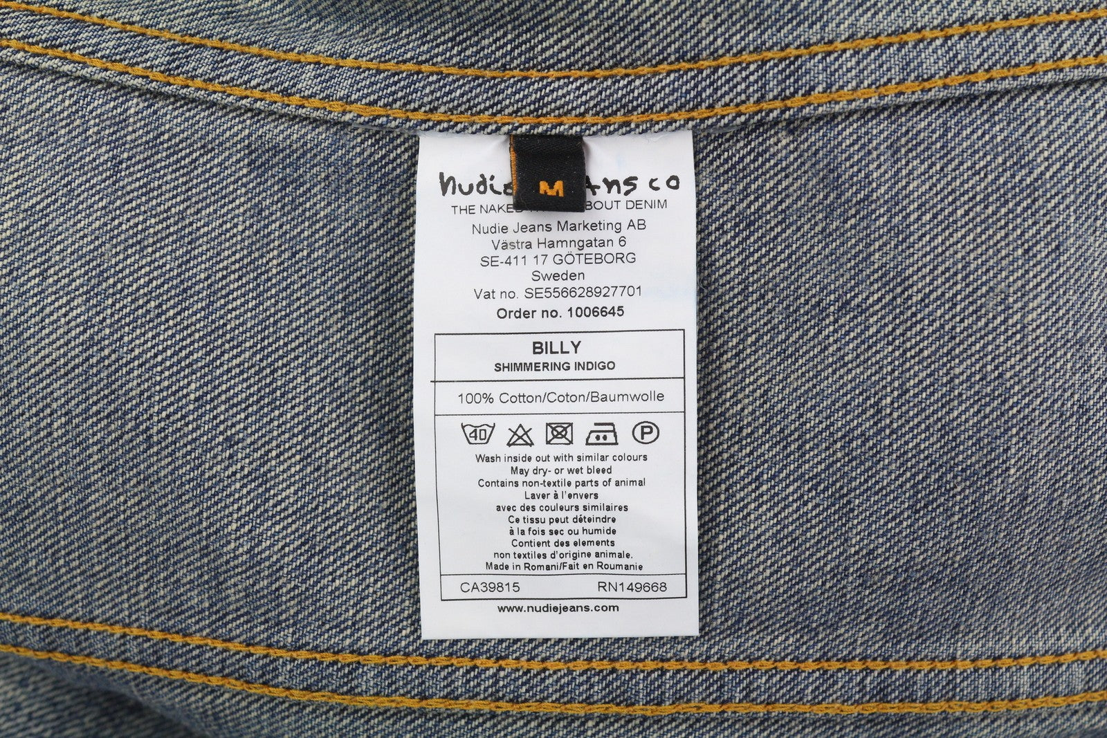 NUDIE JEANS Billy Men Jacket M Shimmering Indigo Button-Up Distress Denim Blue