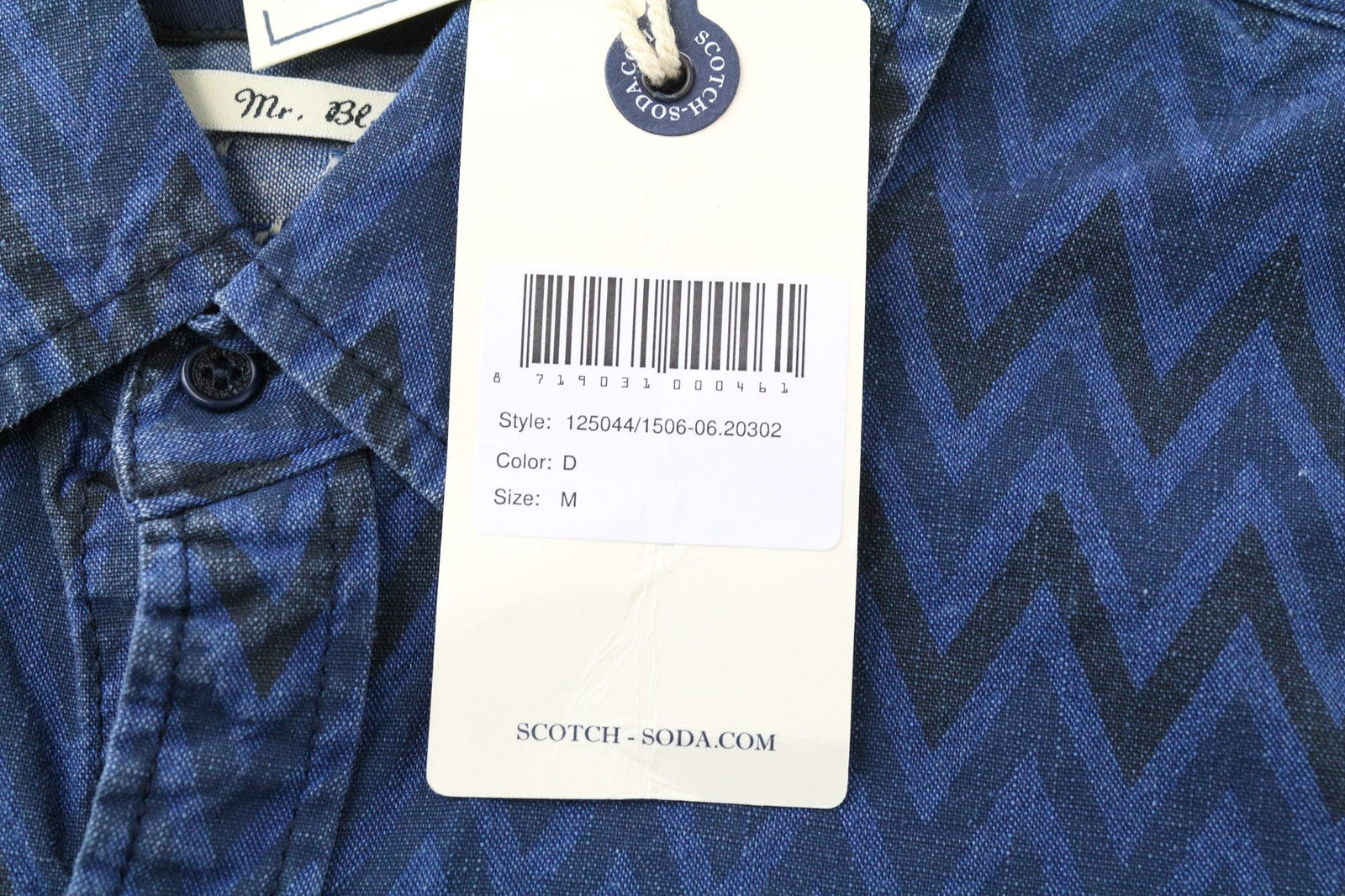 SCOTCH & SODA Ams Blauw Men's M Blue Cotton Pattern Shirt Denim Style