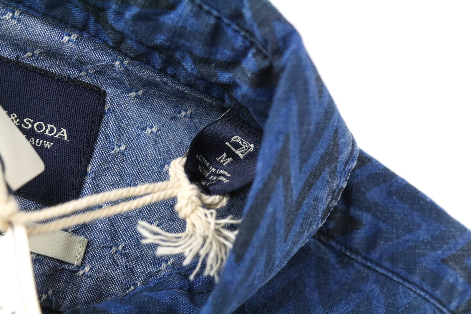 SCOTCH & SODA Ams Blauw Men's M Blue Cotton Pattern Shirt Denim Style