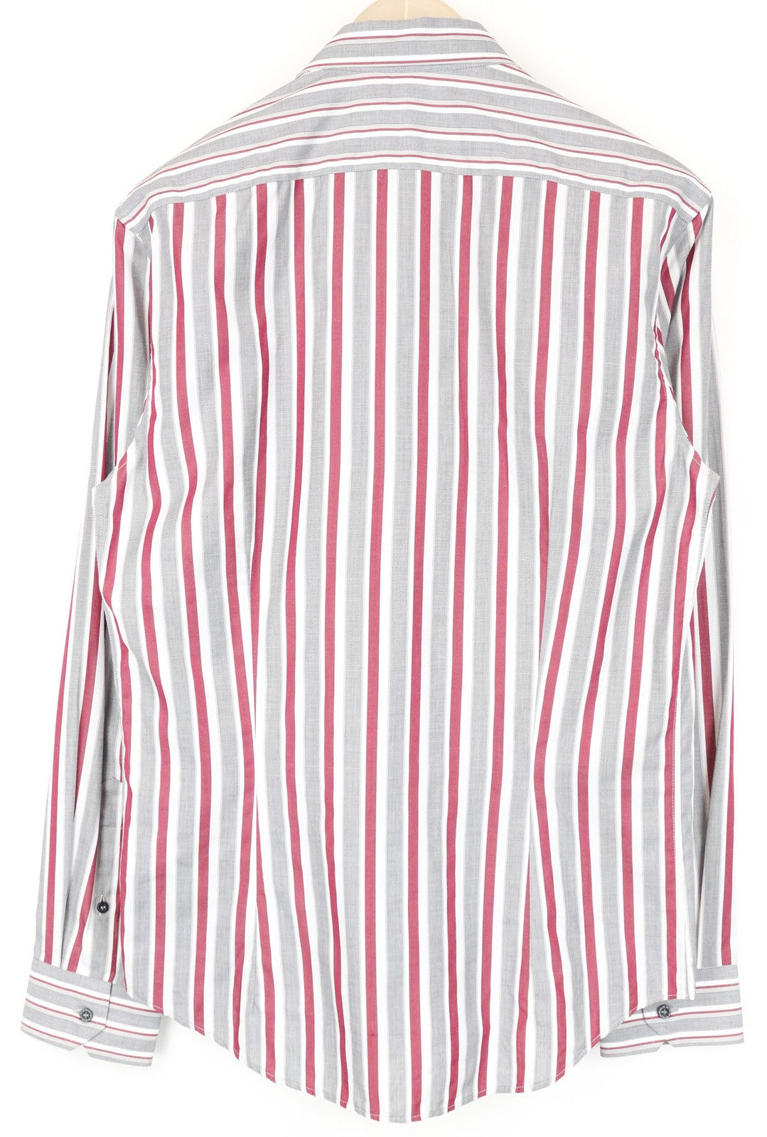 RICHMOND Men's Grey Red Stripe Cotton Shirt 48 Long Sleeve Button-Up